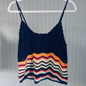 Mossimo Crochet Multi-color Stripe Crop Top NWT